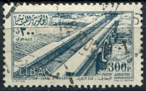 Lebanon Sc#C192 Used, 300p dk gray bl, Lebanese Landscapes (1954)