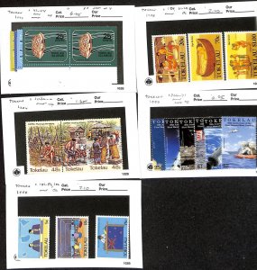 Tokelau Postage Stamp, #41-44, 103a-c, 152 162, 266-71 Mint NH & Hinged