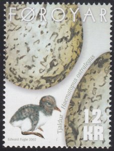 Faroe Islands 2002 MNH Sc #420 12k Haematopus ostralegus Birds Chicks and Eggs