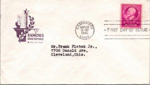 FDC 1940 SC #871 Farnam Cachet - Cambridge, Mass - Single - F69477