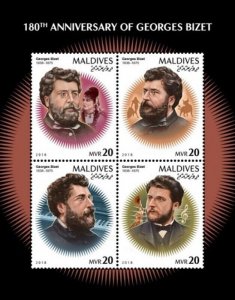 Maldives - 2019 Georges Bizet - 4 Stamp Sheet - MLD181204a