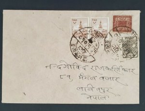 Nepal Kathmandu Classic Seals Handwritten Nepali Multi Franking Cover