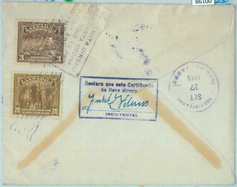 86100 - EL SALVADOR - Postal History -  REGISTERED COVER  to ARGENTINA - 1945