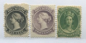 Nova Scotia 1860 1, 2, 8 1/2 cents unmounted mint NH