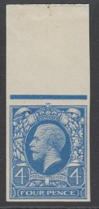 George V 1912-22 colour trial for the 4d value in Royal blue on unwatermarked...
