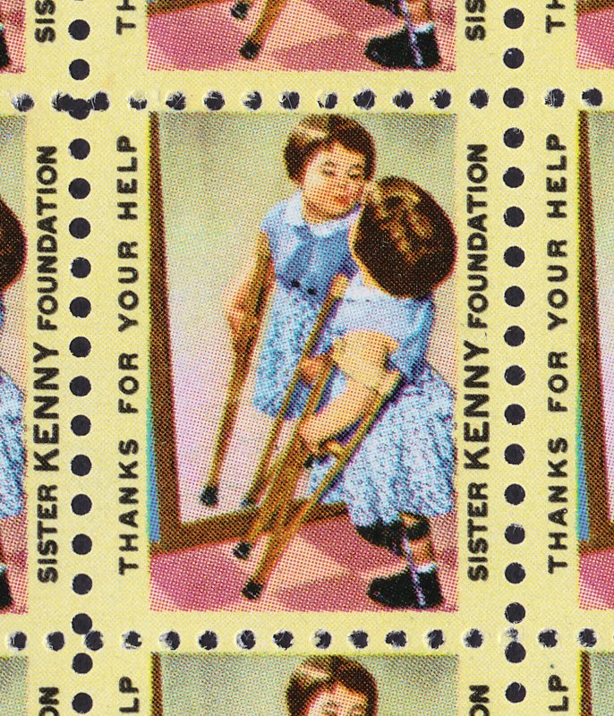 POSTER STAMPS SEALS SISTER KENNY FOUNDATION - BLOCK OF 18 MNH-OG