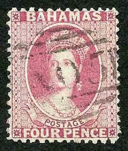 Bahamas SG26 4d Bright Rose Wmk CC Perf 12.5 Cat 60 pounds