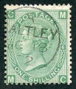 SG117 1/- green plate 6 wmk Spray Cat £45