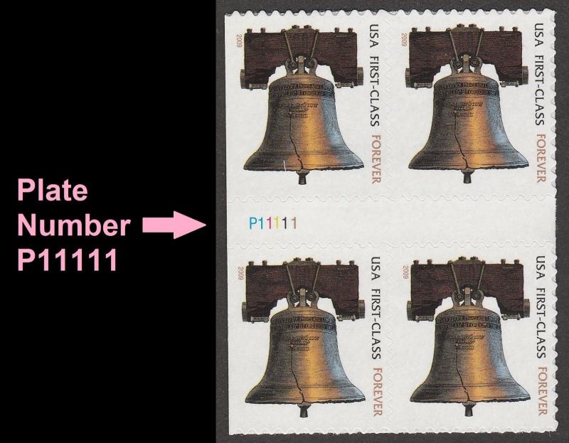 US 4437 Liberty Bell F gutter plate block P11111 ATM (2009 date) MNH 2010