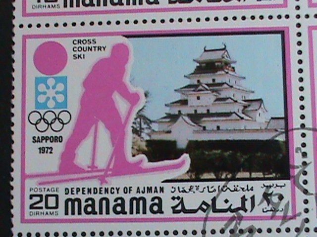 MANAMA STAMP-1972 WINTER OLYMPIC GAMES SAPPORO'72-JAPAN BLOCK OF 8 CTO VF