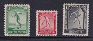 Colombia   #445-447  MNH  1937 national olympic games