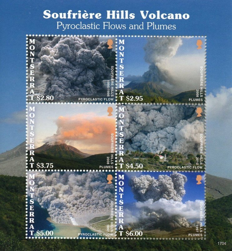 Montserrat Landscapes Stamps 2017 MNH Soufriere Hills Volcano Volcanoes 6v M/S