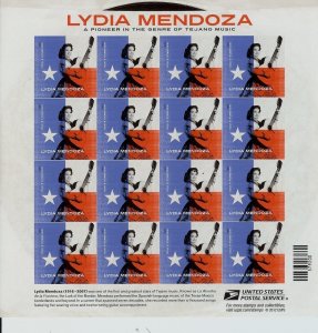 2013 46c Lydia Mendoza, Mexican-American Music Icon Scott 4786 Mint Sheet of 16