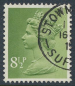 GB  Machin 8½p SG X881  2 bands  Used SC# MH65  see scans & details