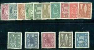 NORWAY #416-30 Complete set of 15, og, NH, VF, Scott $38.40