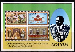 Uganda 1978 Sc#218a. QUEEN ELIZABETH CORONATION 25th.ANNIVERSARY Souvenir Sheet