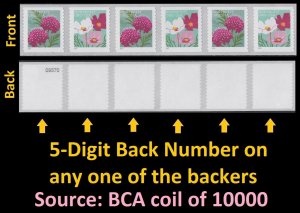 US 5665a Butterfly Garden Flowers Nonprofit coil strip 6 5-digit back # MNH 2022 