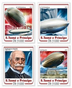 St Thomas - 2017 Ferdinand von Zeppelin - 4 Stamp Set - ST17210a