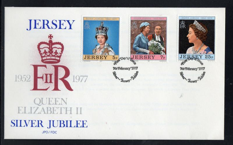 Jersey #168-170 FDC CV€1.80 QEII Silver Jubilee