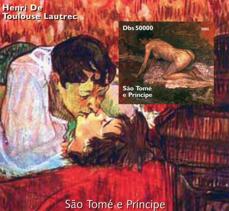 Sao Tome & Principe 2005 TOULOUSE LAUTREC Paintings s/s Imperforated Mint (NH)