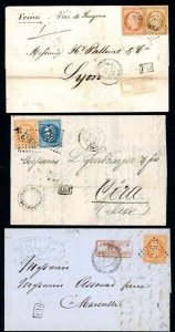 French Offices in Syria - 3 Folded Letters, Beyrouth, Alexandrette Origination