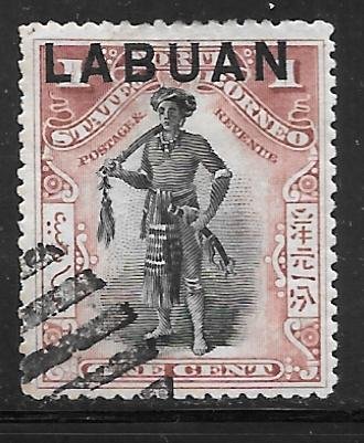 Labuan 72A: 1c Dayak Chieftain, used, F-VF