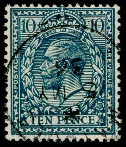 SG428, 10d turquoise-blue, FINE USED, CDS. Cat £40.