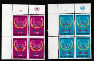 United Nations - Geneva # 87-88, Inscription Blocks of Four, NH, 1/3 Cat.