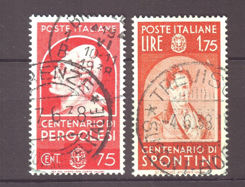 J22594 Jlstamps 1937 italy used #392,394 people