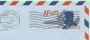 4/1/1967 Honolulu Hawaii BOAC First Fight cover to Nandi Fiji JFK flown J Fearon