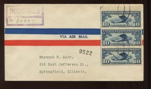 C10a POSITION C BOOKLET PANE REGISTERED FIRST DAY COVER TO SPRINGFIELD IL(CV874)