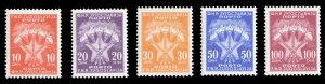 Yugoslavia #J75-79 Cat$66.75, 1962 Postage Dues, set of five, never hinged