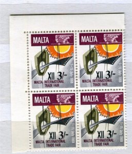 MALTA; 1968 early QEII Trade Fair issue fine MINT MNH Unmounted BLOCK 3s.