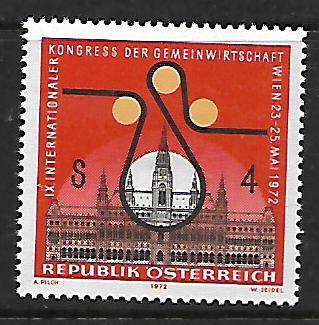 AUSTRIA 922 MNH CITY HALL AND CONGRESS EMBLEM