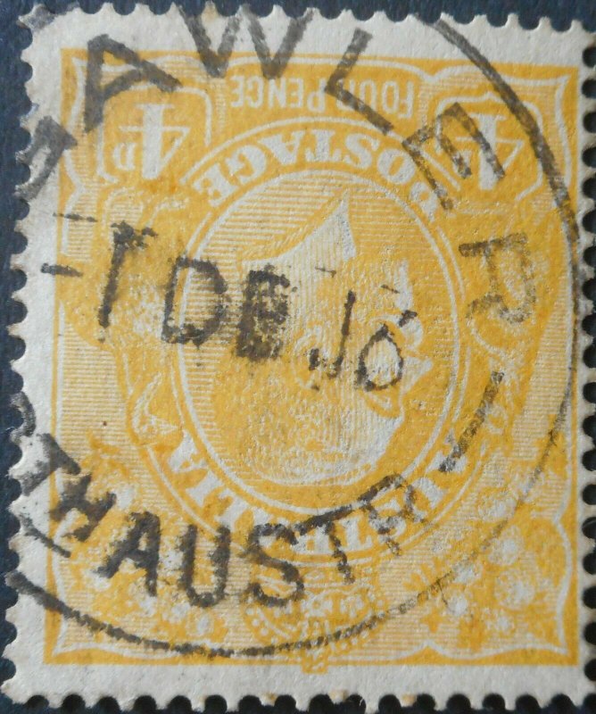 Australia 1916 GV Four Pence with GAWLER postmark