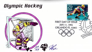 Pugh Designed/Painted Winter Olympic Hockey FDC...110 of 129 created!