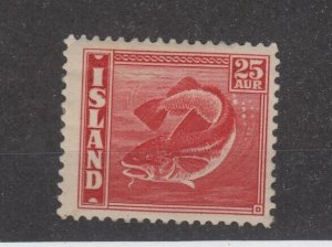 Iceland 1940 25 Aur Red Cod Mi 215b MH Cat Euro 130 JK1850