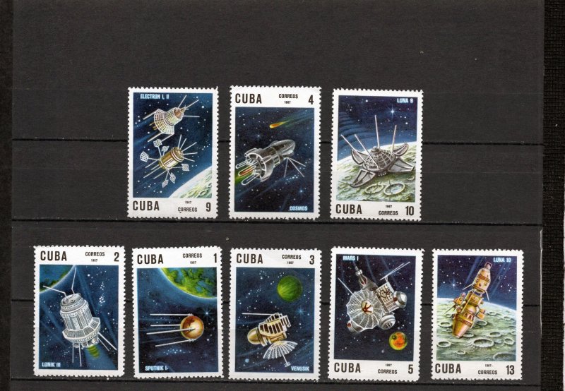 CUBA 1967 SPACE SET OF 8 STAMPS MNH