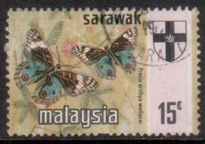 Sarawak Scott 240, 1971 Butterflies 15c used