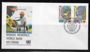 United Nations NY 546-47 World Bank Geneva Cachet FDC Washington DC Cancel