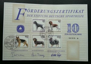 Germany Dogs 1995 Pets Animal Fauna (Certificate Sport Sponsorship) *rare