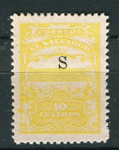 SALVADOR; 1915-16 Unissued Remainders ' S ' Optd fine Mint hinged 10c. value