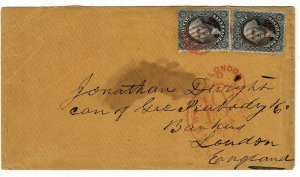 1857 New 19 York cancel on cover to England, Scott 36 (2), per Cunard Persia