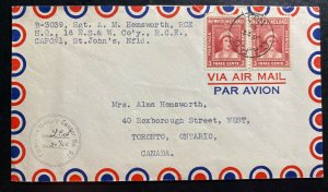 1945 St John’s Newfoundland CAPO 1 Airmail Censored Cover To Toronto Canada 