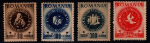 Romania Scott 625-627,  B338 MH* 1946 set