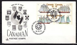Canada, Scott cat. 744-747. Canadian Sailing Ships issue. First day cover. ^