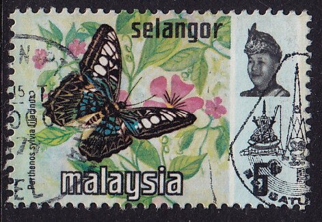Malaysia Selangor - 1977 - Scott #130b - used - Butterfly