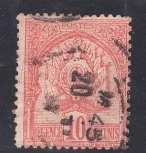 Tunisia   #14  used  1901  coat of arms  10c