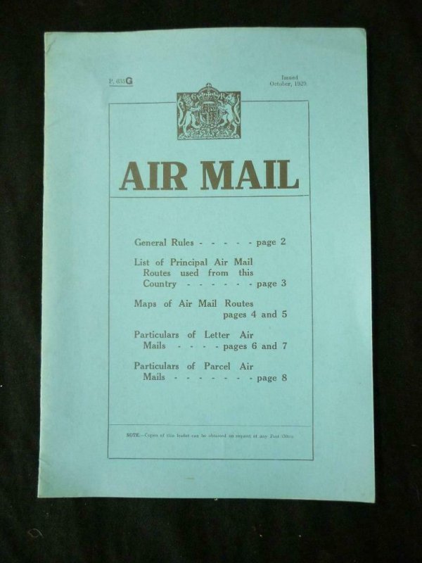 AIRMAIL RATES AND ROUTES 1929 - REPRINT