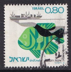 Israel  #581  used  1975  fish and tanker without tab  80a